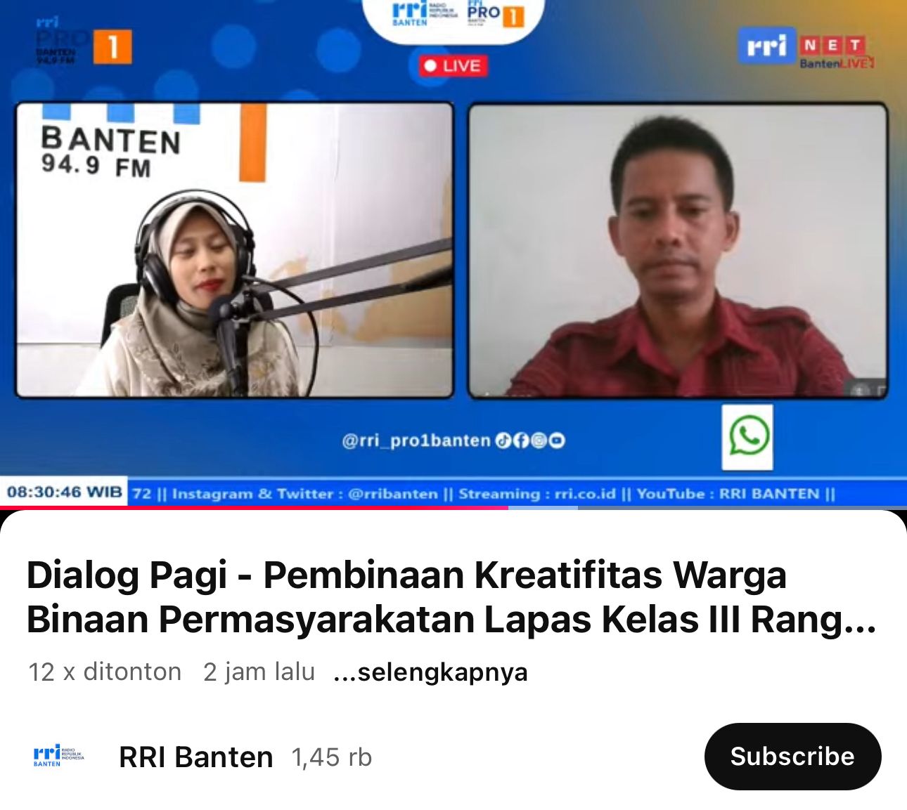 Kreativitas dari Balik Jeruji: Lapas Rangkasbitung Unjuk Program Unggulan di RRI Kreativitas dari Balik Jeruji: Lapas Rangkasbitung Unjuk Program Unggulan di RRI