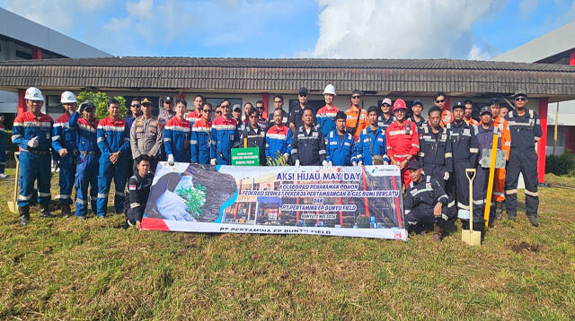 Sinergi Muspika dan Serikat Pekerja, Pertamina PEP Bunyu Field Sukses Hijaukan Area Operasi di Hari Buruh