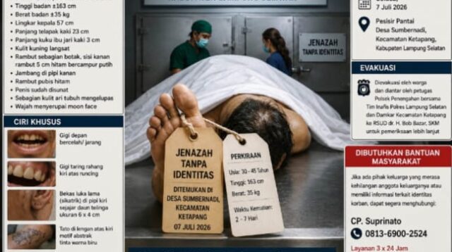 RSUD Bob Bazar Rilis Ciri-Ciri Jenazah Tanpa Identitas di Pesisir Ketapang, Warga Diminta Sebarkan Informasi Ini