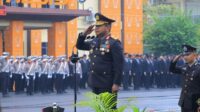 Guyuran Hujan Tak Halangi Semangat Personel Polda Lampung Peringati HUT ke-81 Kemerdekaan RI