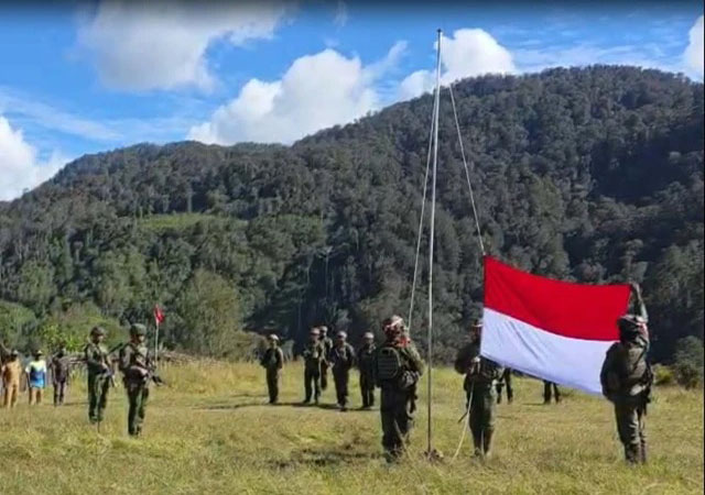 HUT ke-81 Kemerdekaan RI di Ugimba, Koops TNI Habema Hadirkan Merah Putih di Pegunungan Papua Tengah
