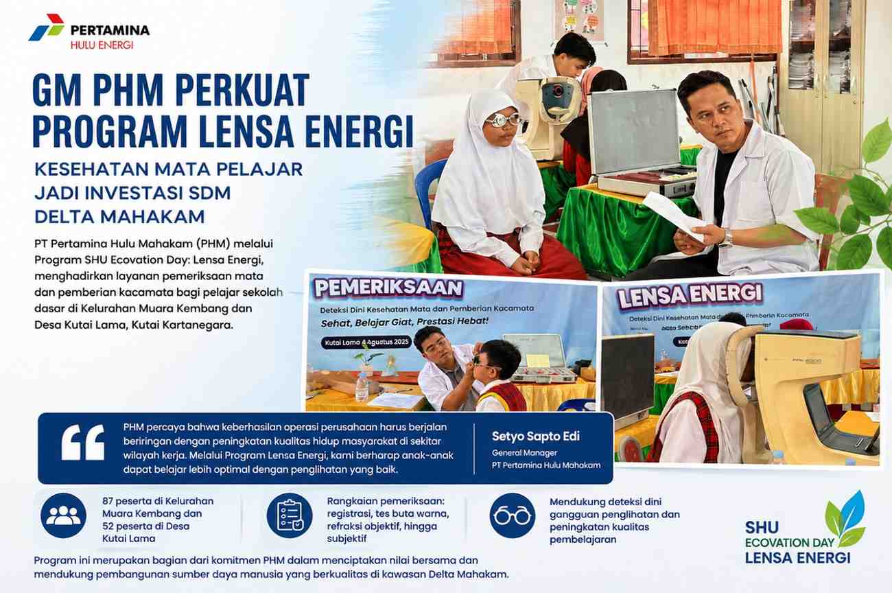 PHM Perkuat Program Lensa Energi, Kesehatan Mata Pelajar Jadi Investasi SDM di Delta Mahakam