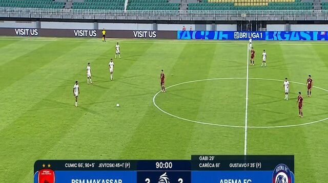 PSM Makassar vs Arema FC Berakhir 3-3, Luka Cumic Selamatkan Juku Eja di Menit Akhir