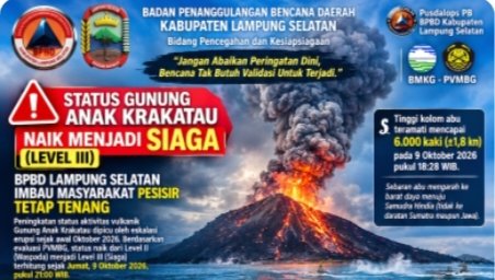 *Status Gunung Anak Krakatau Naik ke Siaga, Pemkab Lampung Selatan Imbau Warga Tetap Tenang dan Waspada*