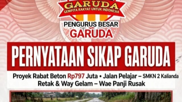 ORMAS GARUDA MENGECAM KERAS PROYEK RABAT BETON TA 2026 RETAK RETAK/PATAH DIBEBERAPA LOKASI DI LAMPUNG SELATAN